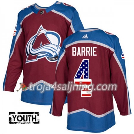 Colorado Avalanche tröja Tyson Barrie 4 Adidas 2017-2018 Burgundy Röd USA Flag Fashion Authentic - NHL Tröjor Barn
